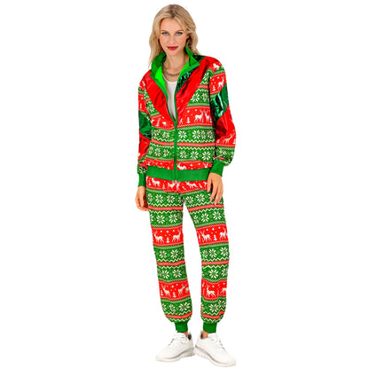 "ROT-GRÜNER MERRY CHRISTMAS PARTY FASHION TRAININGSANZUG" (Oberteil, Hose) – Ansicht 3