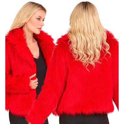 "ROTE DAMEN PLÜSCHJACKE" – Detailansicht