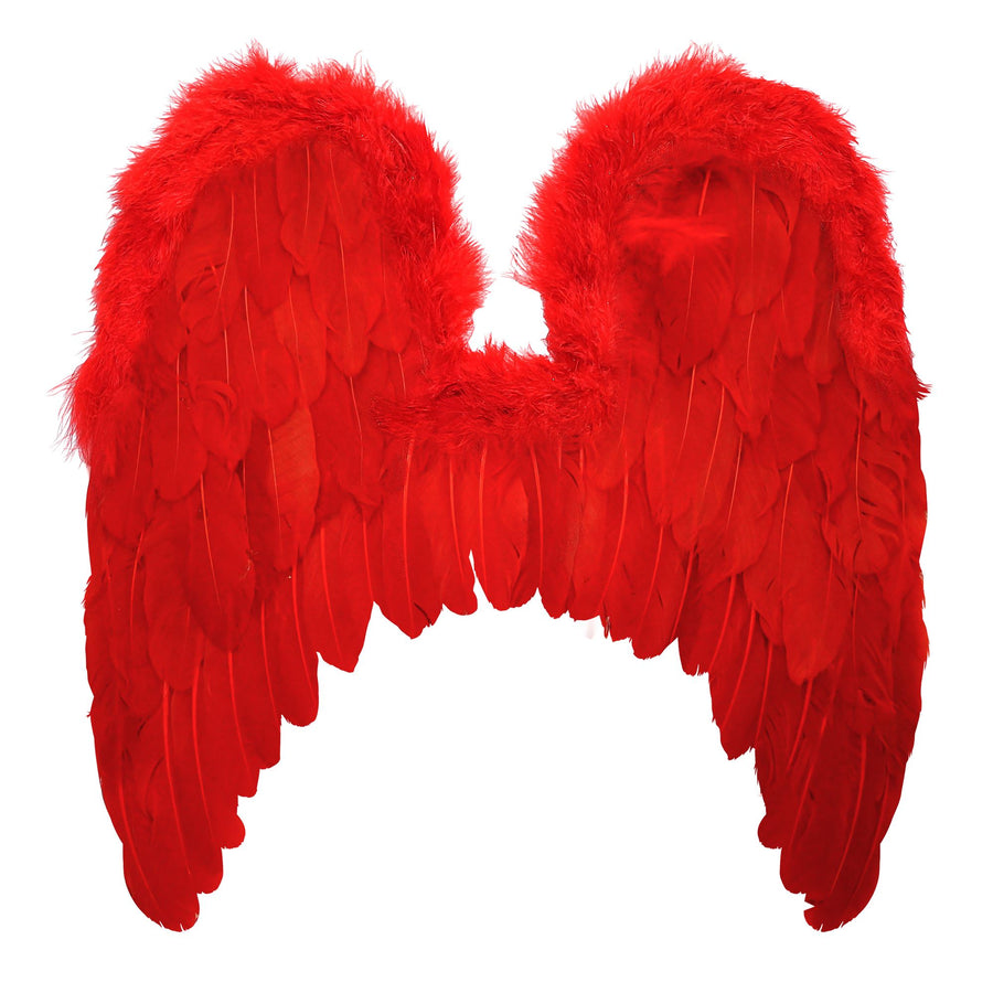 "ROTE FEDERFLÜGEL MIT MARABOU VERZIERUNG & " 46x48 cm – Vorderansicht