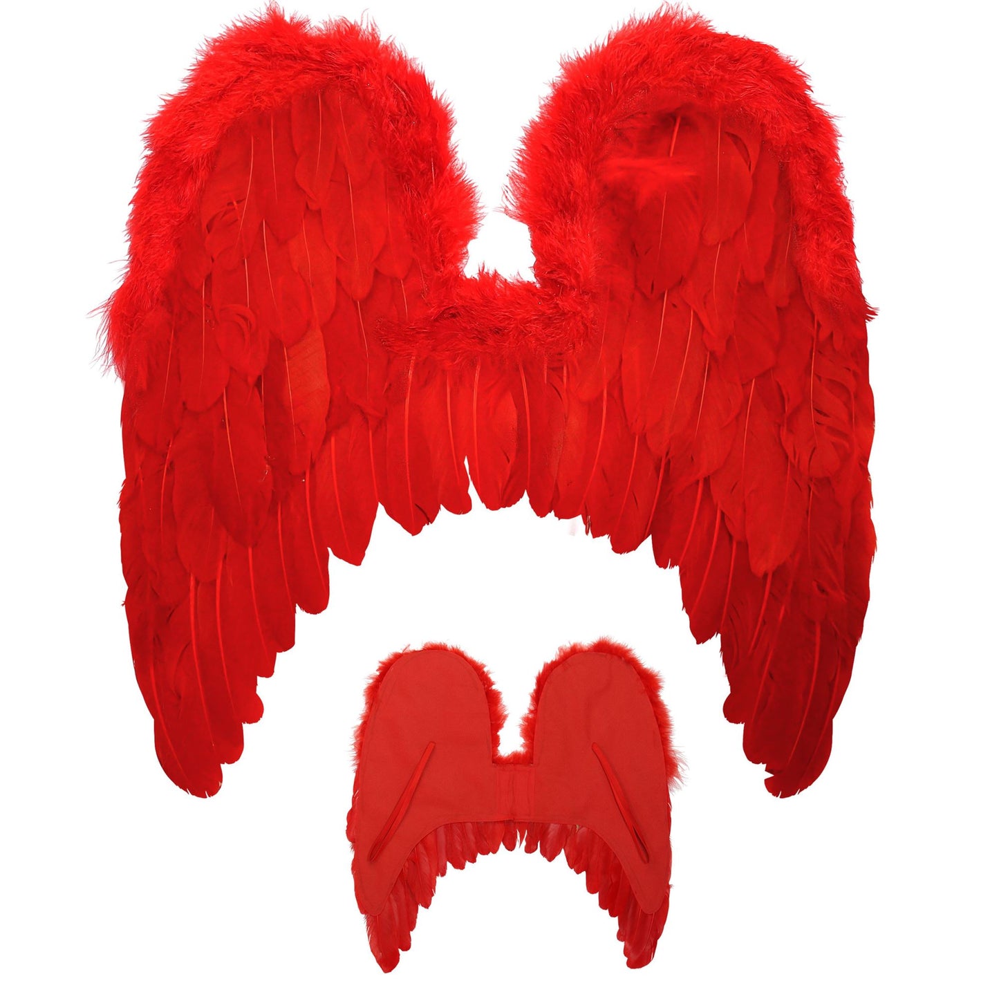 "ROTE FEDERFLÜGEL MIT MARABOU VERZIERUNG & " 46x48 cm – Detailansicht