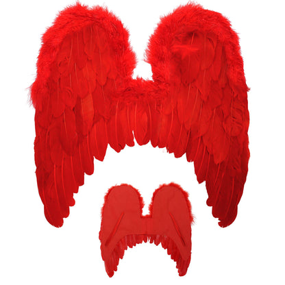 "ROTE FEDERFLÜGEL MIT MARABOU VERZIERUNG & " 46x48 cm – Detailansicht