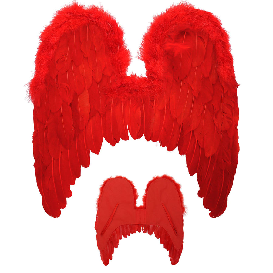 "ROTE FEDERFLÜGEL MIT MARABOU VERZIERUNG & " 46x48 cm – Detailansicht