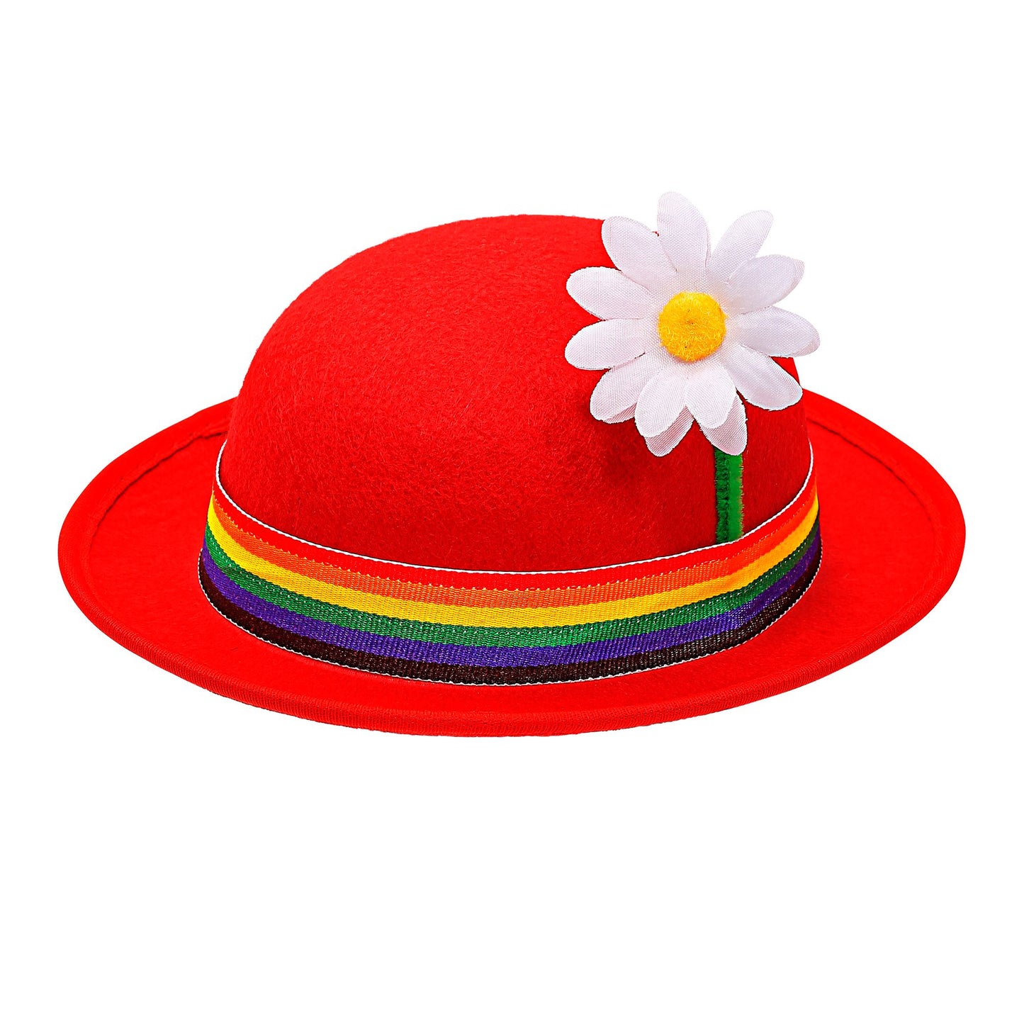 "ROTE MELONE MIT BUNTEM BAND UND BLUME" aus Filz – Vorderansicht