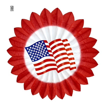 "ROTE USA FLAGGE PAPIERFÄCHER" 50 cm – Vorderansicht