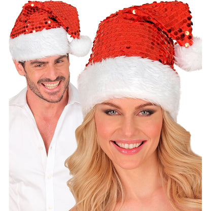 "ROTE WEIHNACHTSMANNMÜTZE MIT PLÜSCH & PAILLETTEN" – Ansicht 3