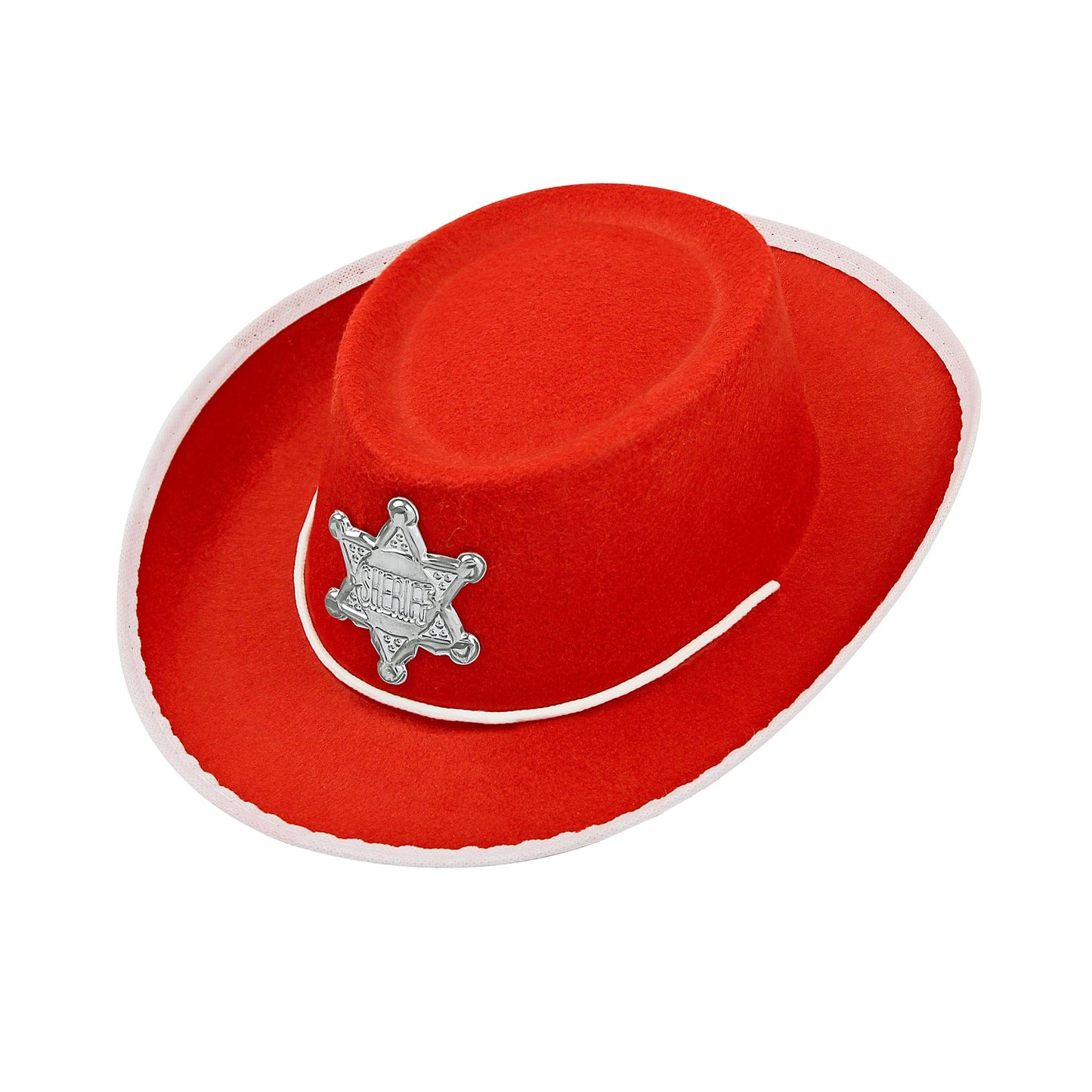 "ROTER COWBOYHUT MIT SHERIFFSTERN" Kindergröße – Vorderansicht