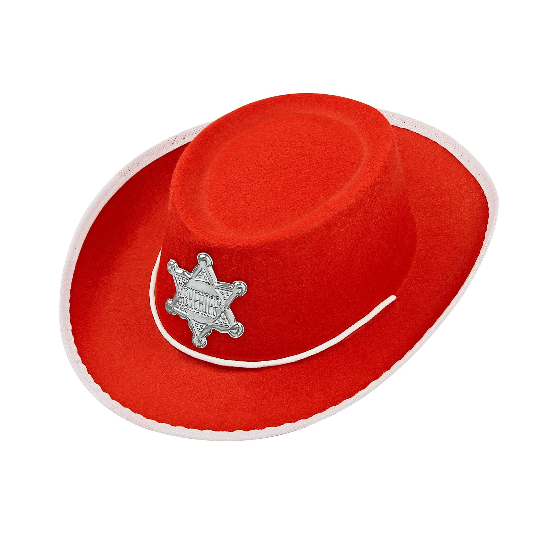"ROTER COWBOYHUT MIT SHERIFFSTERN" Kindergröße – Vorderansicht