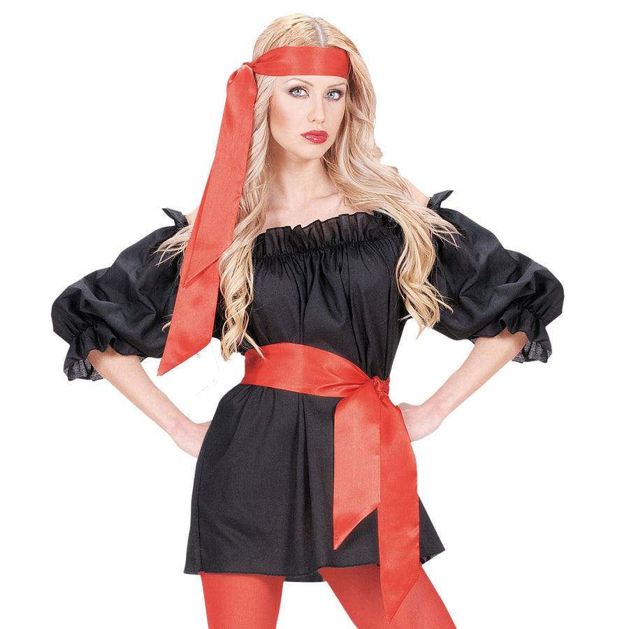 "ROTER GÜRTEL/HAARBAND" aus Satin – Vorderansicht