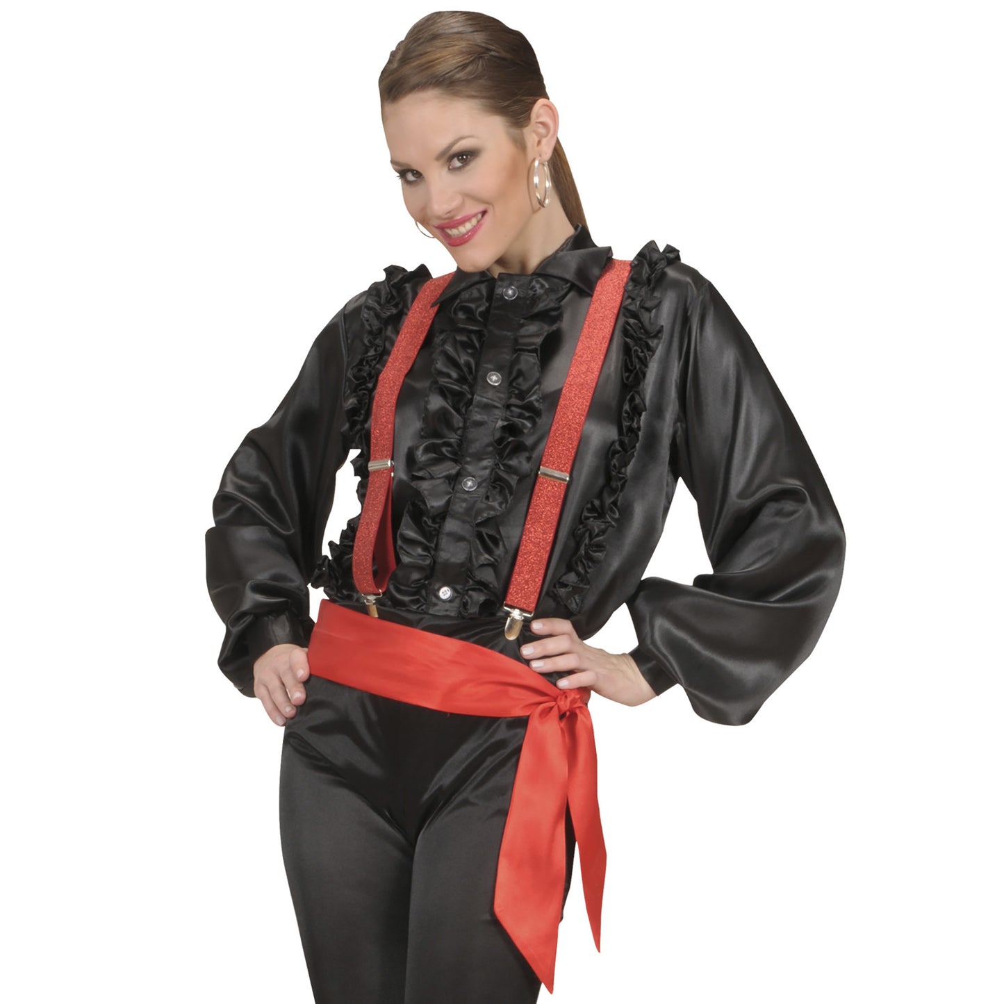 "ROTER GÜRTEL/HAARBAND" aus Satin – Ansicht 3