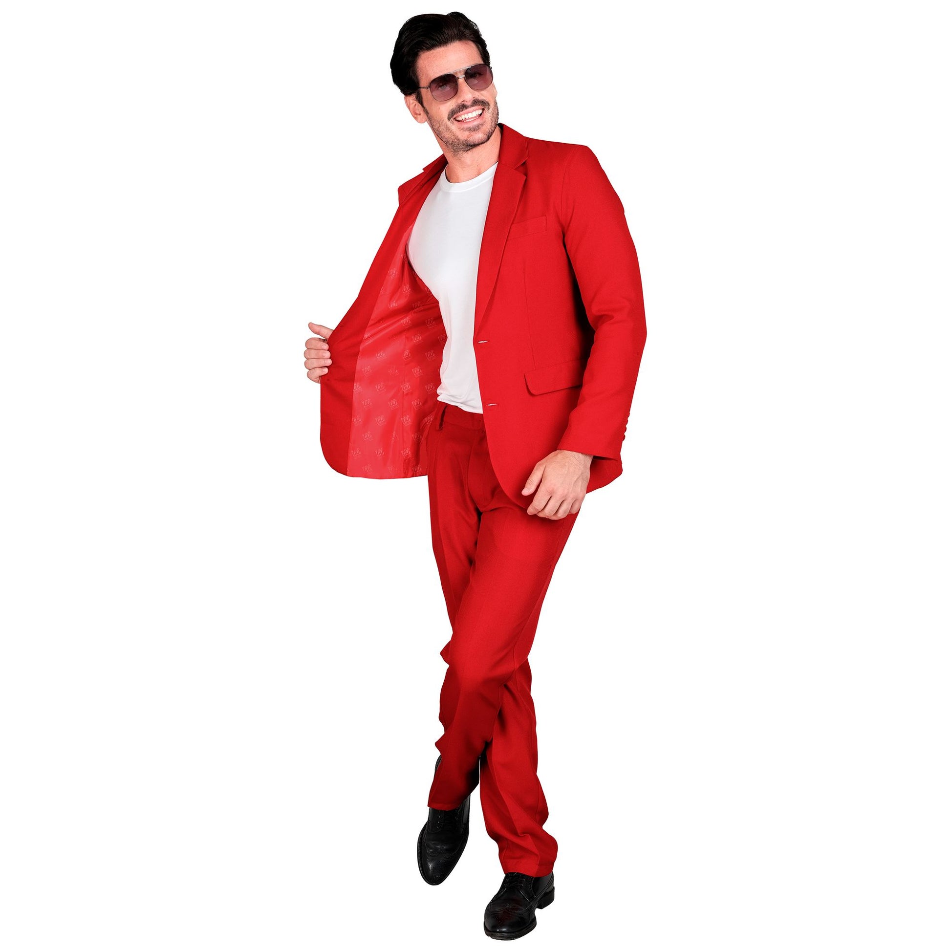 "ROTER PARTY FASHION ANZUG" (Jackett, Hose) – Vorderansicht