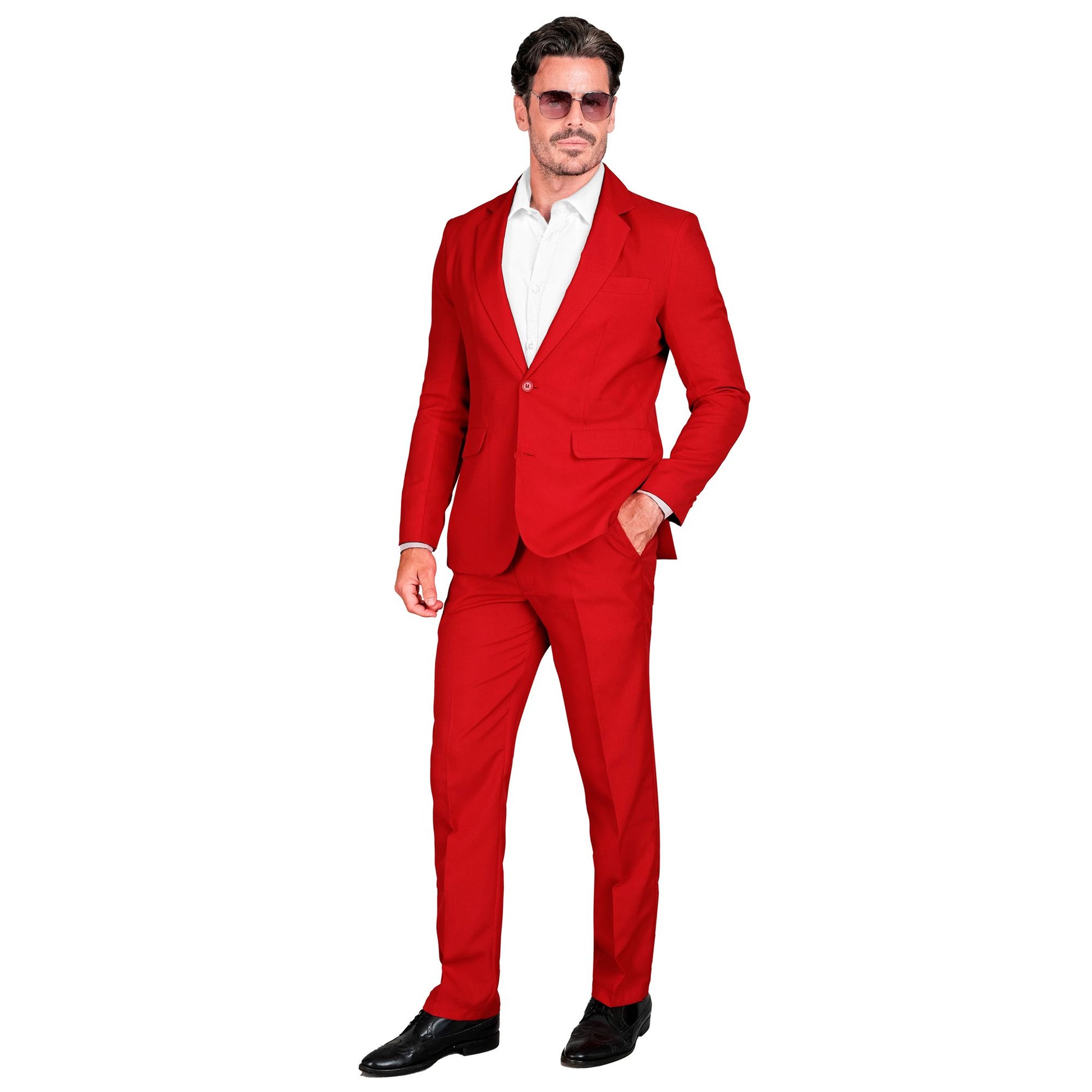 "ROTER PARTY FASHION ANZUG" (Jackett, Hose) – Detailansicht