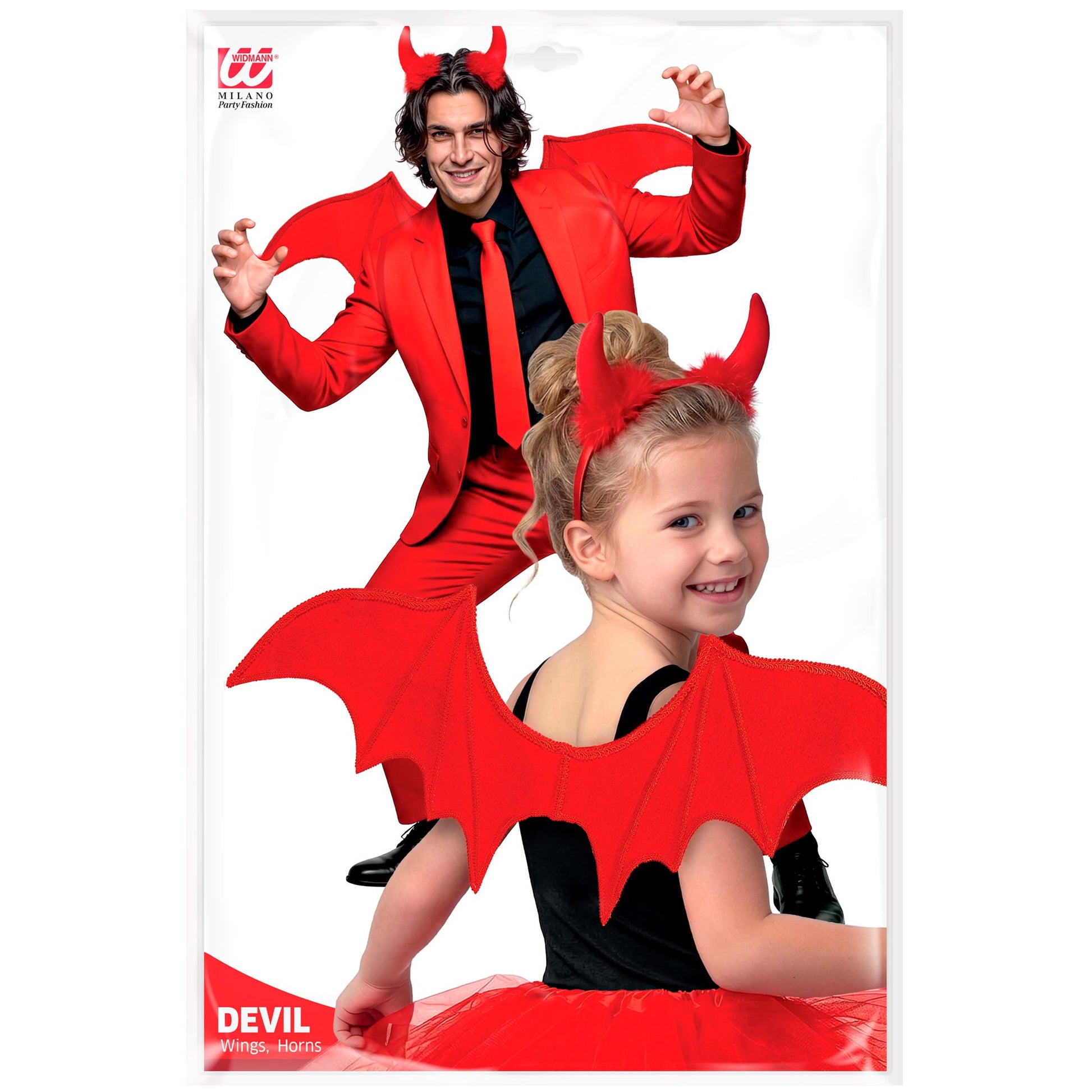 "ROTER TEUFEL" Dress-up Set (Flügel, Hörner) – Detailansicht