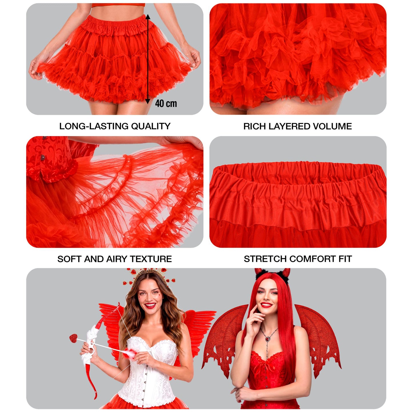 "ROTER TUTU PETTICOAT" weicher mehrlagiger Tüll – Ansicht 5