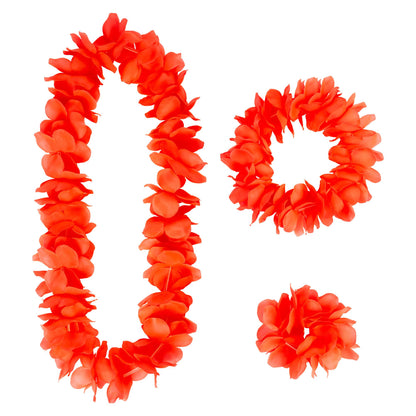 "ROTES HAWAII-SET" (Halskette, Sitrnband, Armband) – Vorderansicht