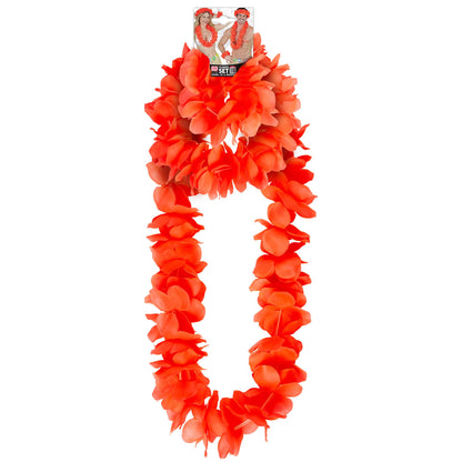 "ROTES HAWAII-SET" (Halskette, Sitrnband, Armband) – Detailansicht