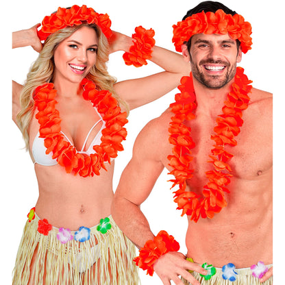 "ROTES HAWAII-SET" (Halskette, Sitrnband, Armband) – Ansicht 3