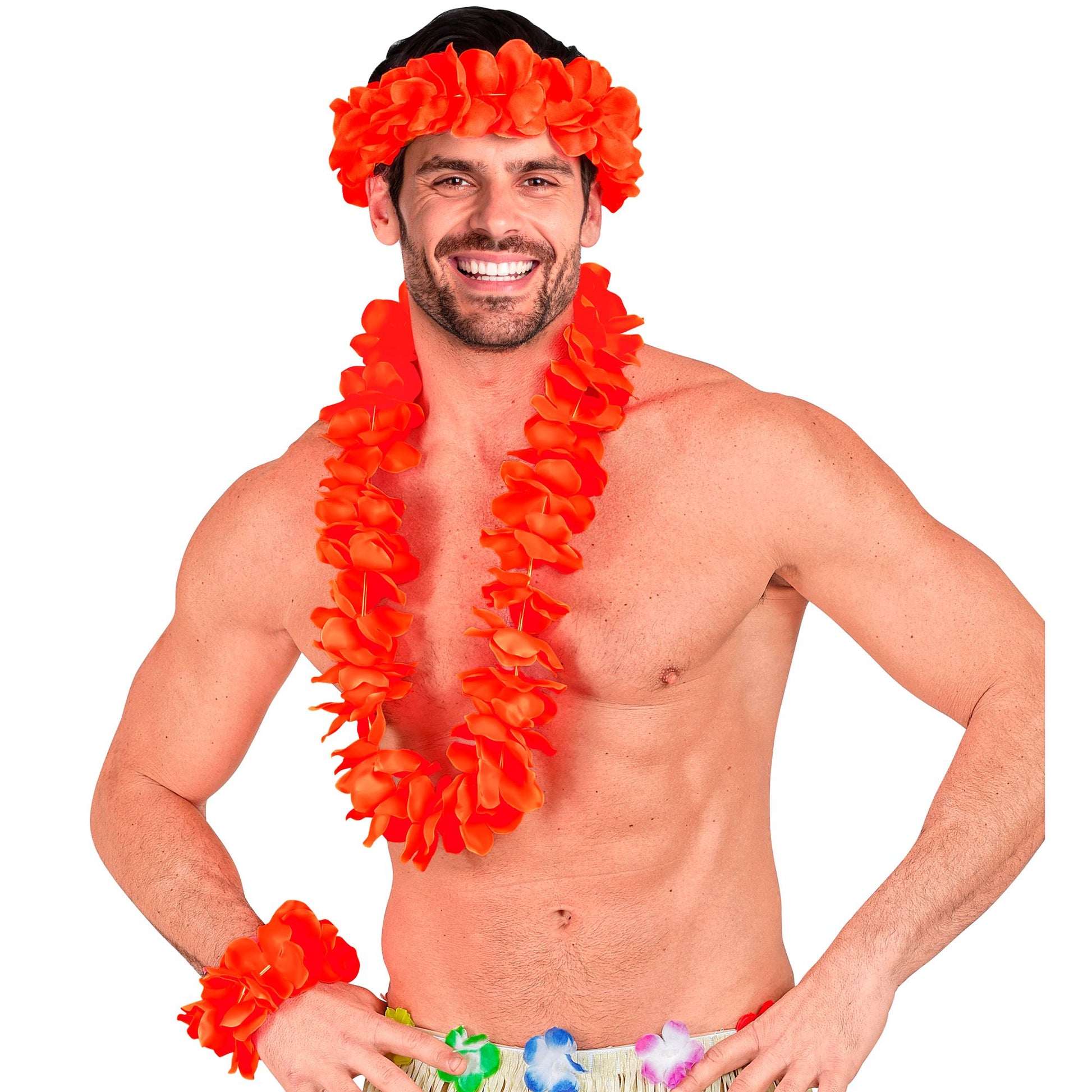 "ROTES HAWAII-SET" (Halskette, Sitrnband, Armband) – Ansicht 4