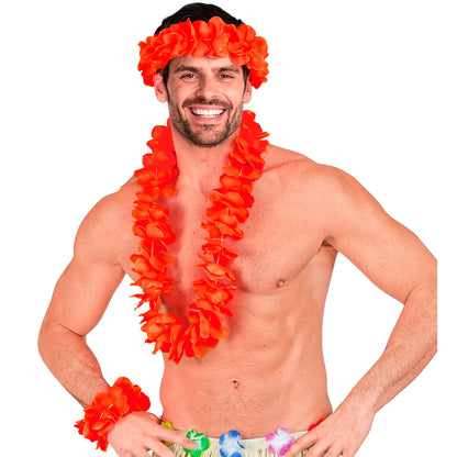 "ROTES HAWAII-SET" (Halskette, Sitrnband, Armband) – Ansicht 4