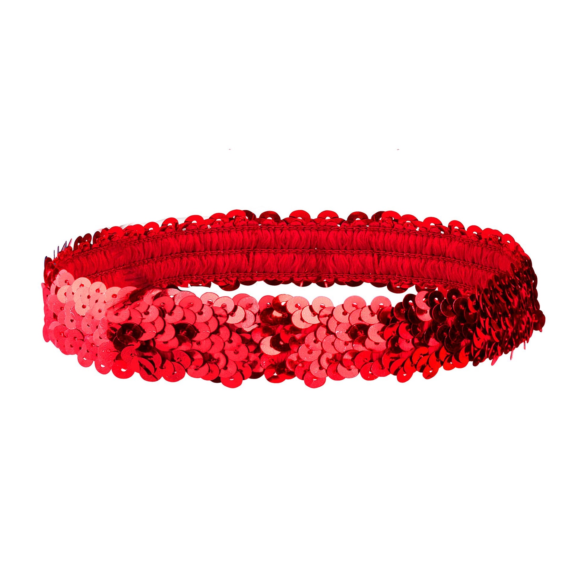 "ROTES PAILLETTEN STIRNBAND" – Vorderansicht