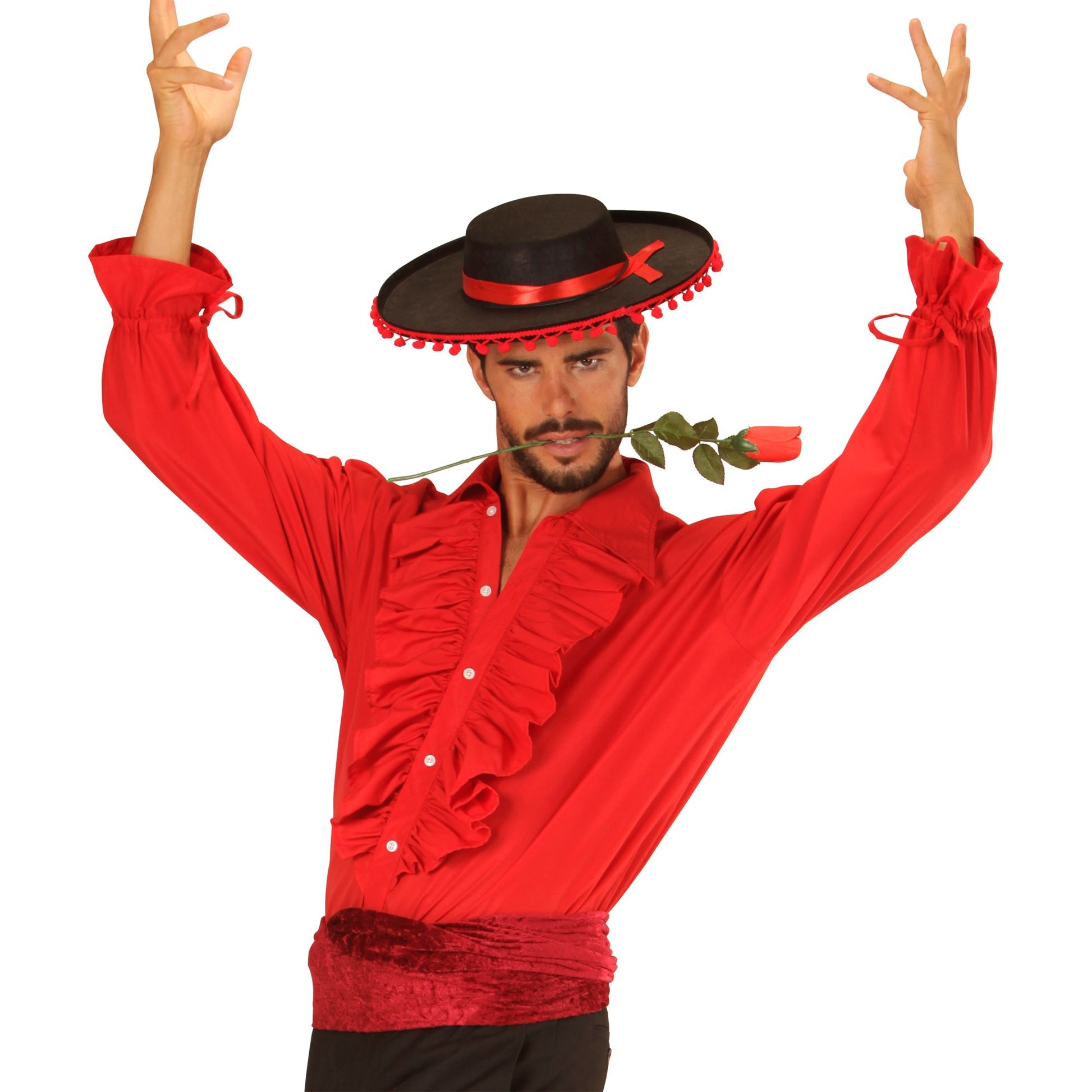 "ROTES RÜSCHENSHIRT" für Mittelalter, Renaissance, Kolonialzeit, Gothic, Flamenco, Piraten, Vampire, Disco – Ansicht 3