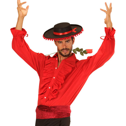 "ROTES RÜSCHENSHIRT" für Mittelalter, Renaissance, Kolonialzeit, Gothic, Flamenco, Piraten, Vampire, Disco – Ansicht 3
