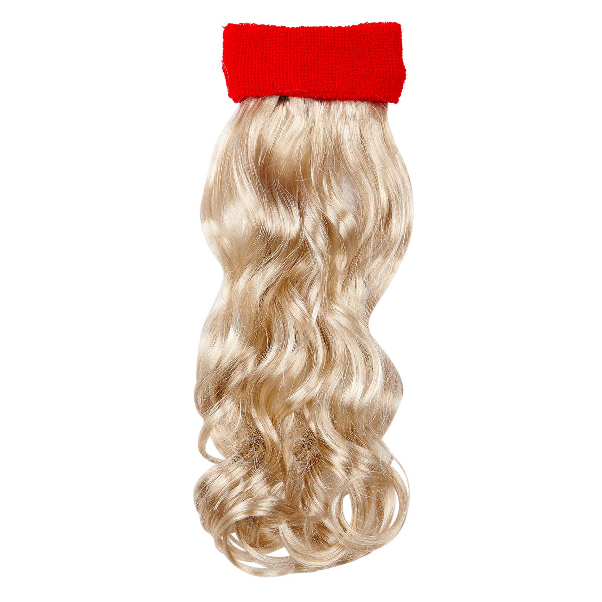 "ROTES STIRNBAND MIT BLONDEM LOCKIGEM HAAR" – Detailansicht