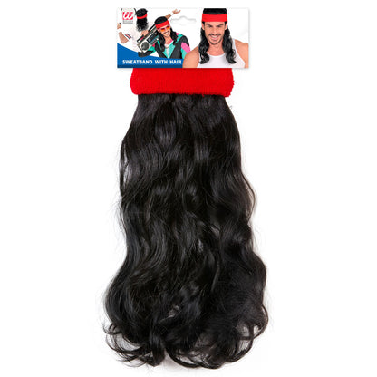 "ROTES STIRNBAND MIT SCHWARZEM LOCKIGEM HAAR" – Detailansicht