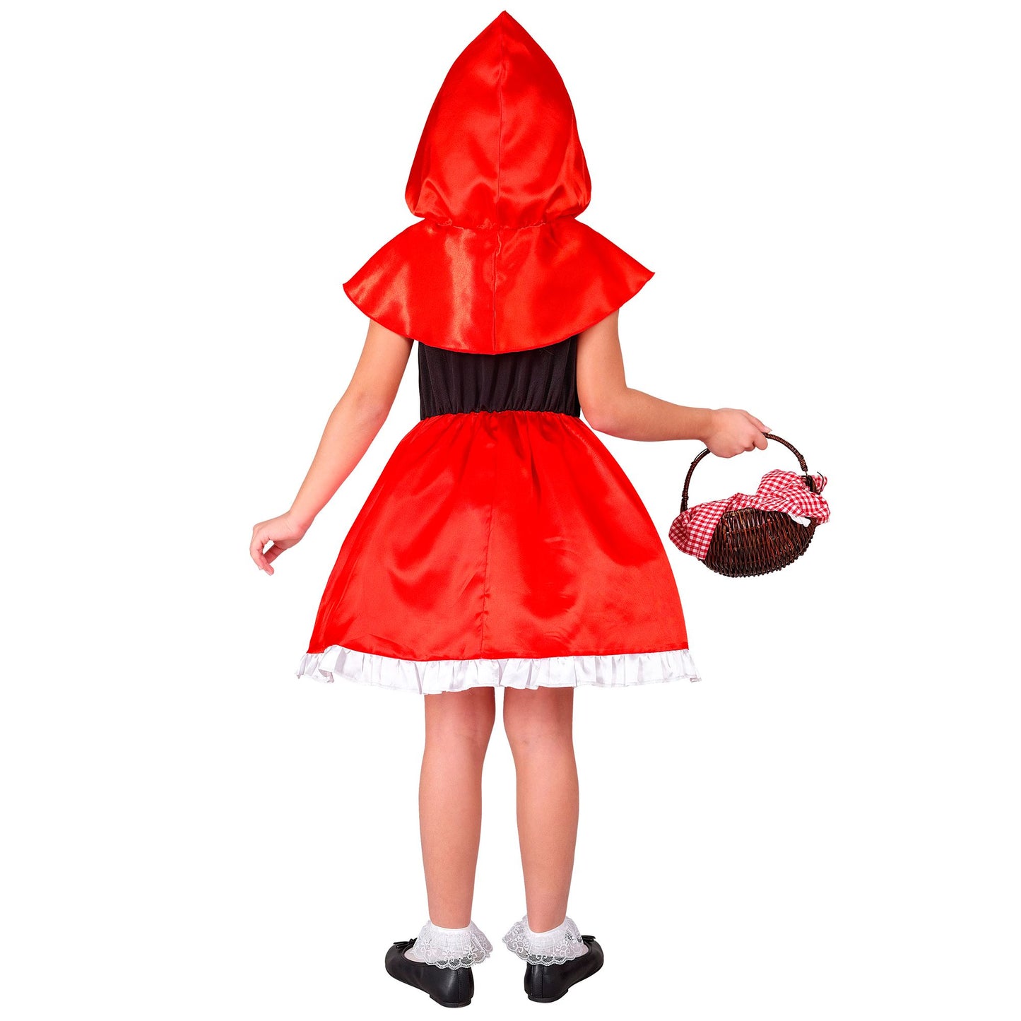 Widmann Rotkäppchen Kostüm für Mädchen mit Kleid, Schürze und Kapuzenmäntelchen – Rückansicht