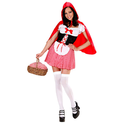 "ROTKÄPPCHEN" (Kleid mit Unterrock, Korsett, Schürze, Umhang mit Kapuze) – Detailansicht
