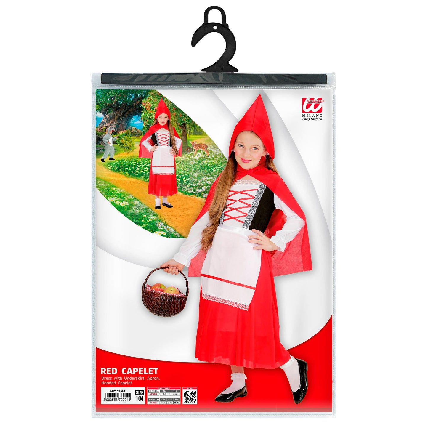 "ROTKÄPPCHEN" (Kleid mit Unterrock, Schürze, Umhang mit Kapuze) – Ansicht 3