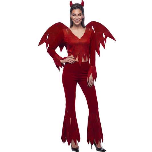 "ROWDY TEUFEL" (Bluse, Hose, Flügel, Hörner) – Vorderansicht
