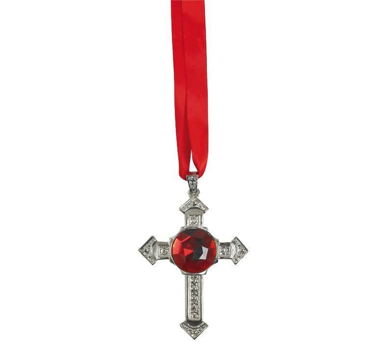 Rubies Vampire Kreuz Kette mit rotem Rubinanhänger Halskette - Fasnacht24.ch