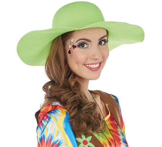Hippie Schlapphut Neon Grün – Rubies Weicher 70s Festivalhut - Fasnacht24.ch