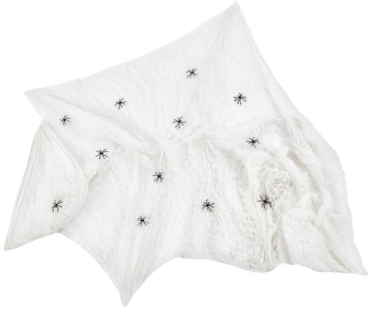 Rubies Riesiges Weißes Spinnennetz Mit 12 Schwarzen Spinnen – Halloween Deko - Fasnacht24.ch