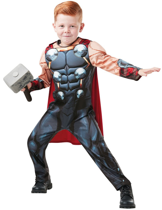 Rubies Thor Avengers Assemble Deluxe Kinderkostüm mit Hammer – Muskelanzug - Fasnacht24.ch
