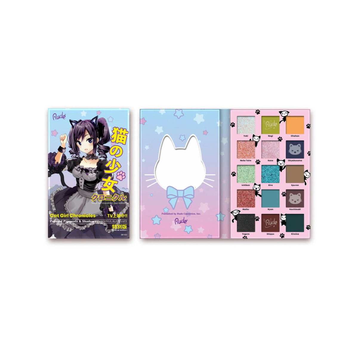 Rude Cosmetics, Cat Girl Chronicles, Lidschattenpalette, 15 Schattierungen
