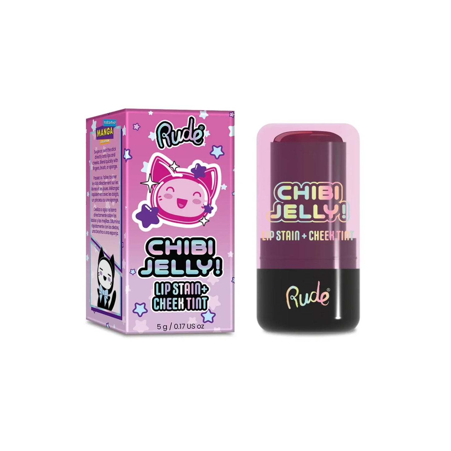Rude Cosmetics, Chibi Jelly, Lippen- und Wangenbalsam 2-in-1, Koneko, 5 g