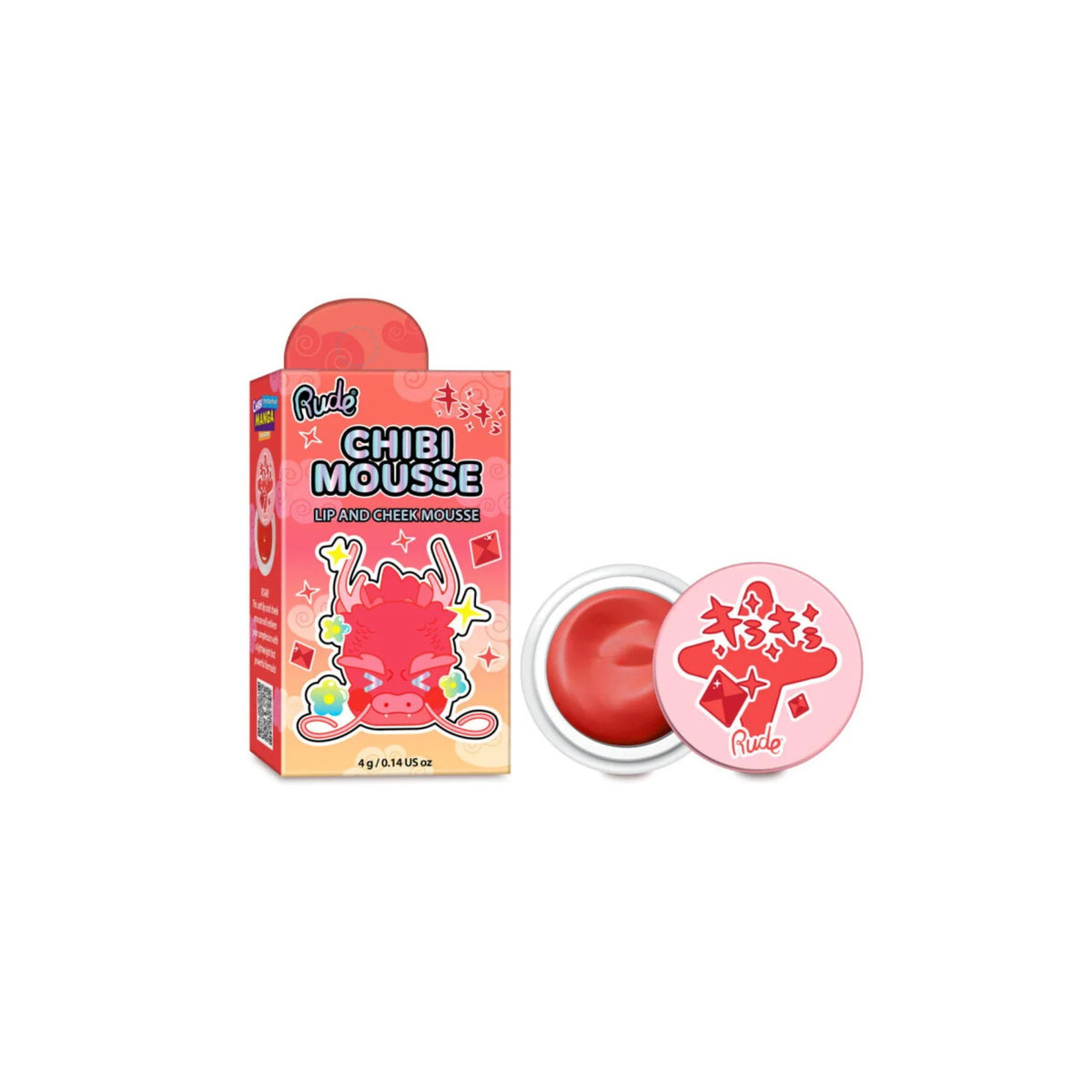 Rude Cosmetics, Chibi Mousse, Lippen- und Wangenbalsam 2-in-1, Toasty, 4 g