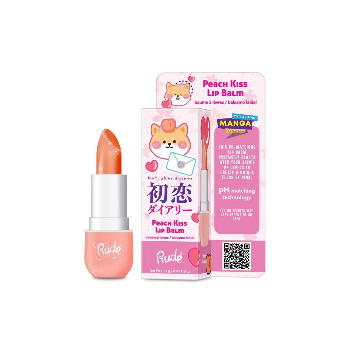 Rude Cosmetics, Peach Kiss, Hydratisierend, Lippenbalsam, 3.5 ml