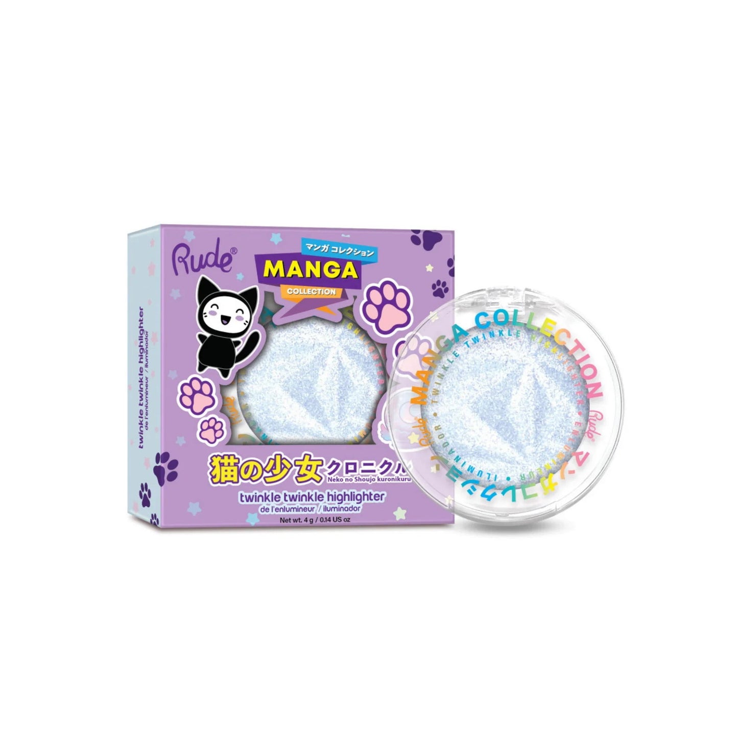 Rude Cosmetics, Twinkle Twinkle, Erleuchtend, Highlighter-Palette, Neko-Chan's Paws, 4 g