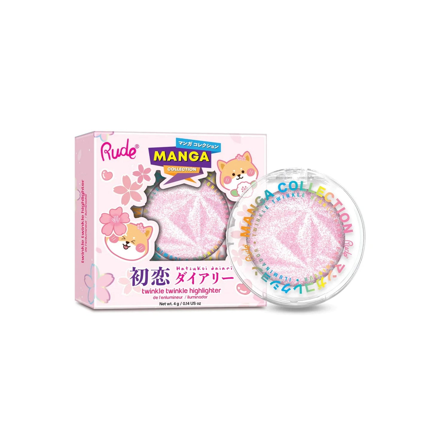 Rude Cosmetics, Twinkle Twinkle, Erleuchtend, Highlighter-Palette, Sawa-Chan's Heart, 4 g