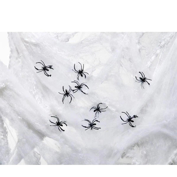 Rubies Halloween-Dekoration riesiges weisses Spinnennetz mit 12 schwarzen Spinnen 4 x 5 m