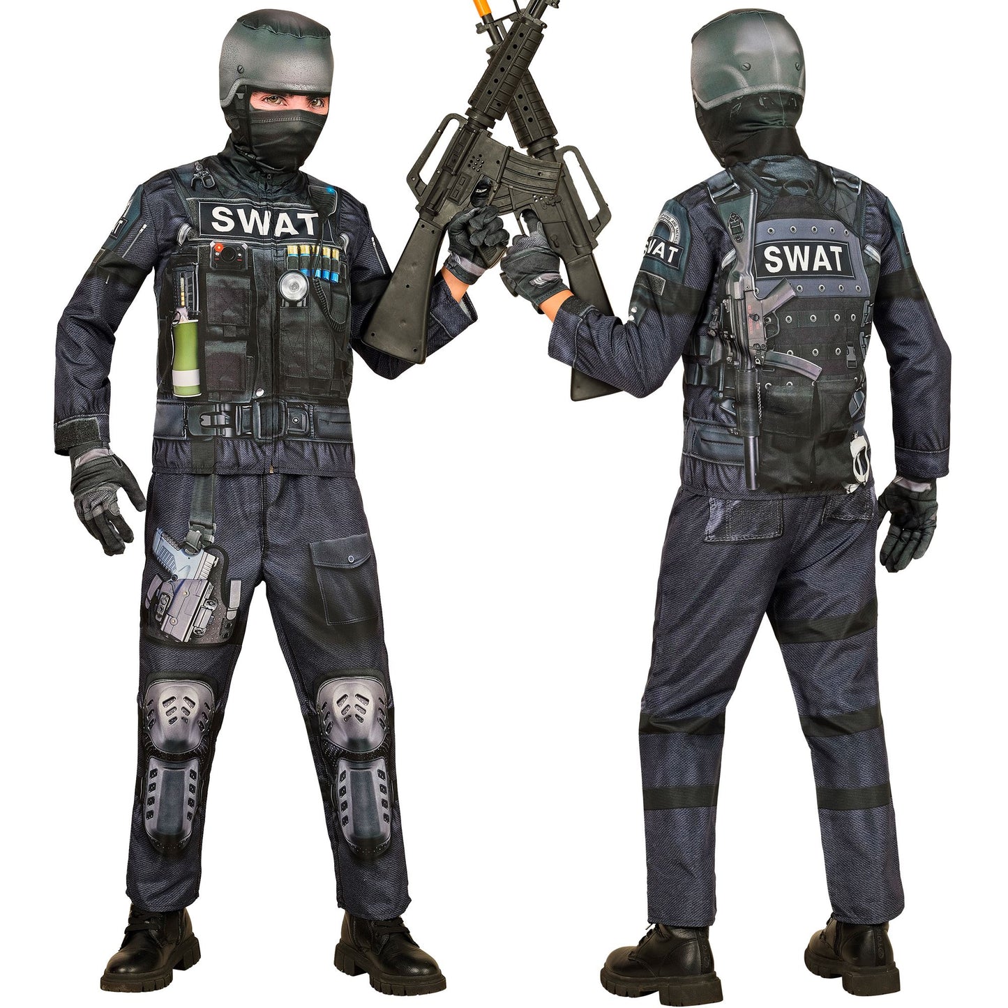 "S.W.A.T. FAST COSTUME" (Oberteil, Hose, Handschuhe, Maske) – Detailansicht
