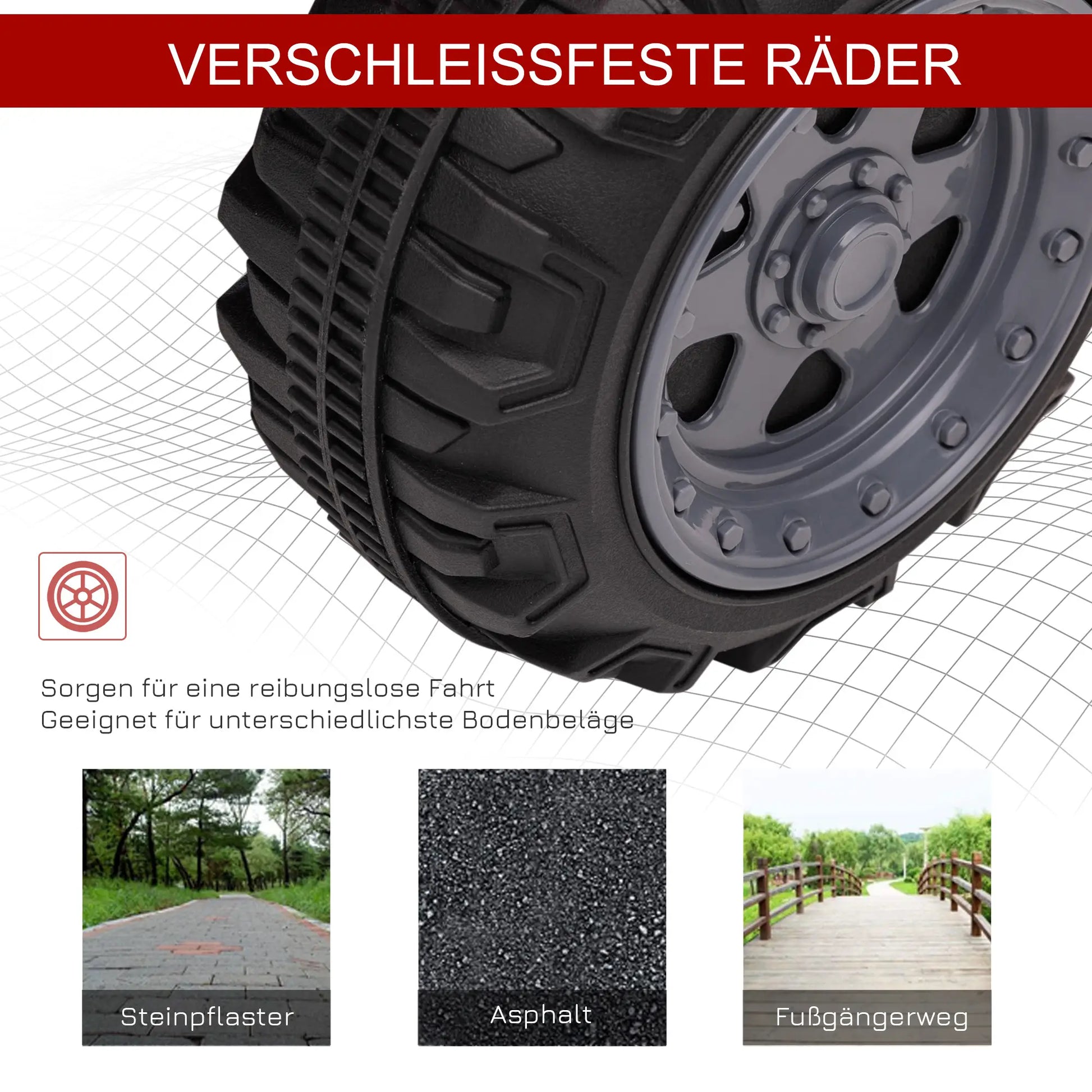 Rotes HOMCOM Elektro Kinderquad für Kinder von 18 bis 36 Monaten mit breiten Reifen.