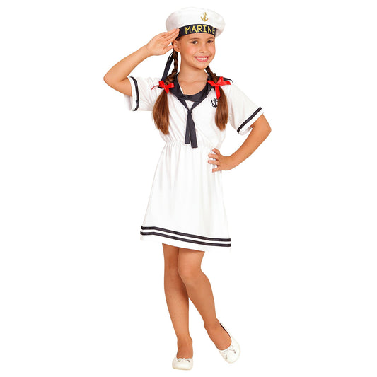 "SAILOR GIRL" (Kleid, Mütze) – Vorderansicht