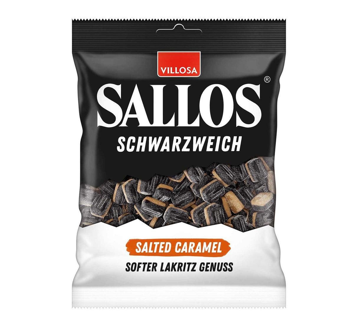 Sallos Schwarzweich Salted Caramel weiches Lakritz Kaubonbon 200 g
