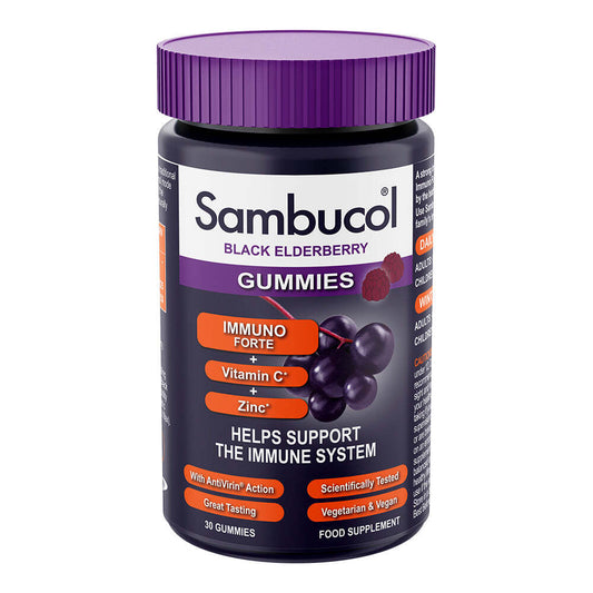 Sambucol Sambucol, Immuno Forte+, Schwarze Holunderbeere, Vitamin C und Zink, Unterstützen Sie das Immunsystem, Gummibärchen,