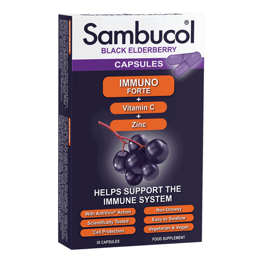 Sambucol Sambucol, Immuno Forte+, Vitamin C + Zink, Unterstützen Sie das Immunsystem, Kapseln, 30 kapseln Regular