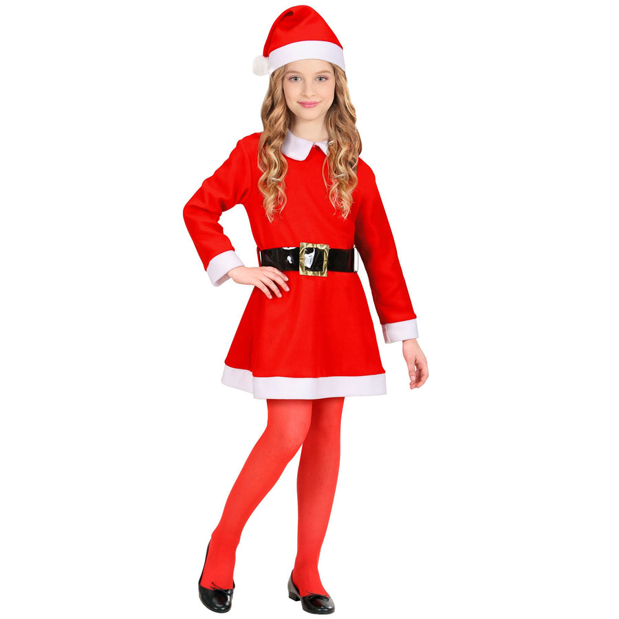 "SANTA GIRL" aus Flanell (Kleid, Gürtel, Hut) – Vorderansicht