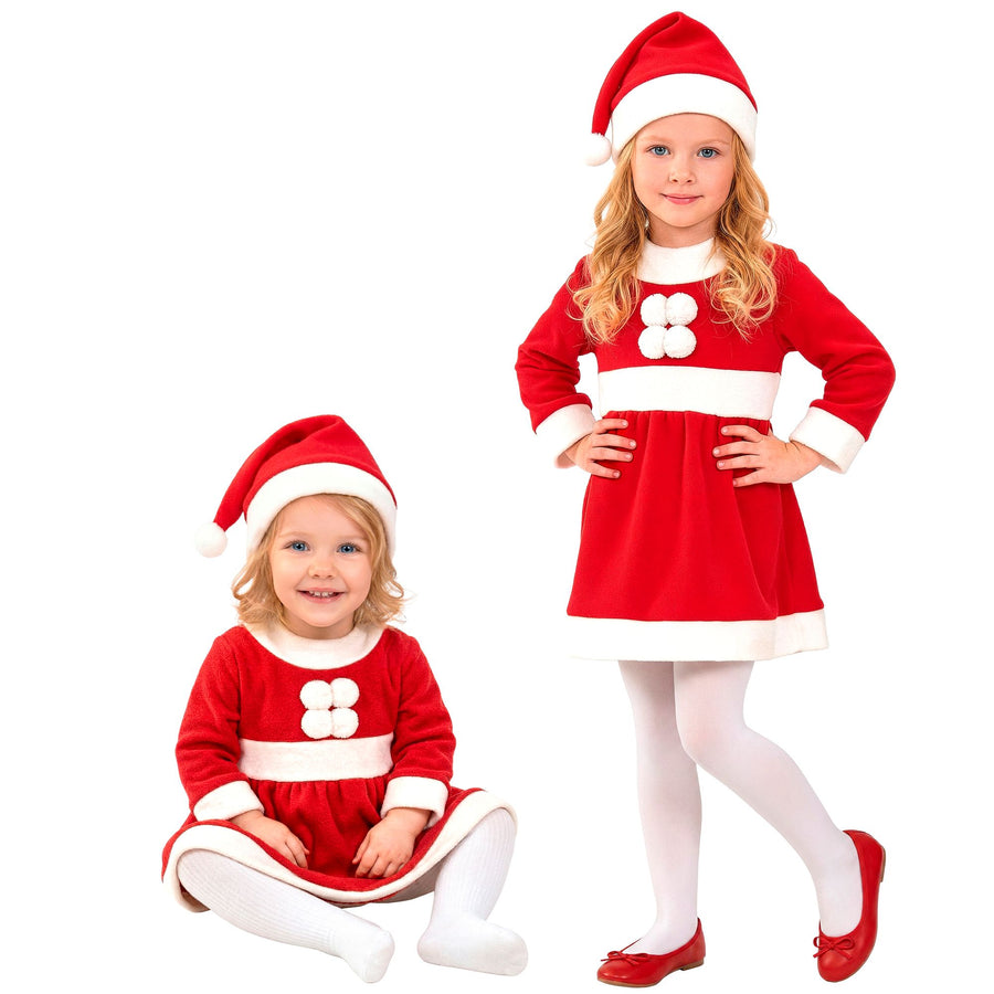 "SANTA GIRL" (Kleid, Mütze) – Vorderansicht
